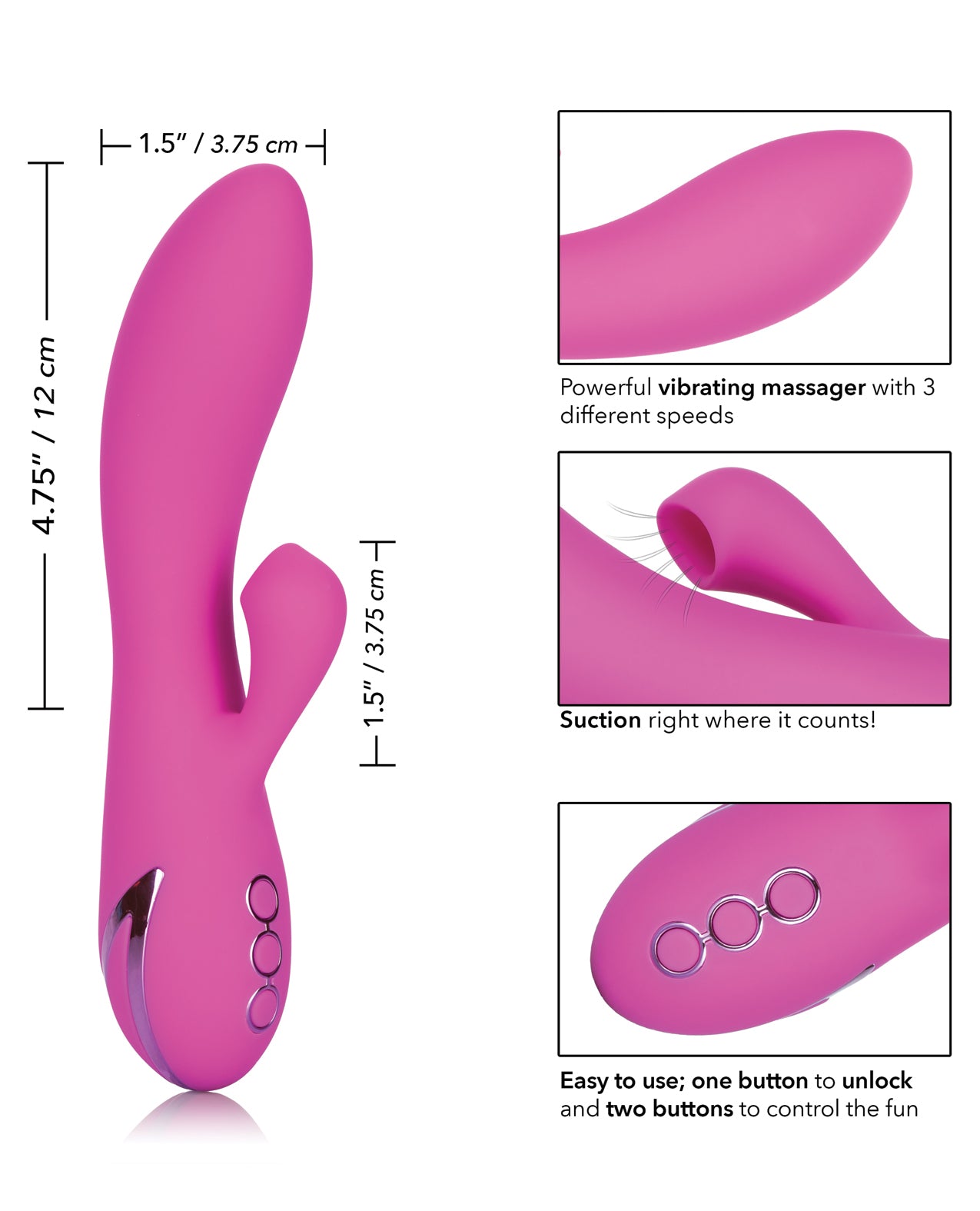 California Dreaming Malibu Minx Pink Suction Vibrator with Dual Stimulation