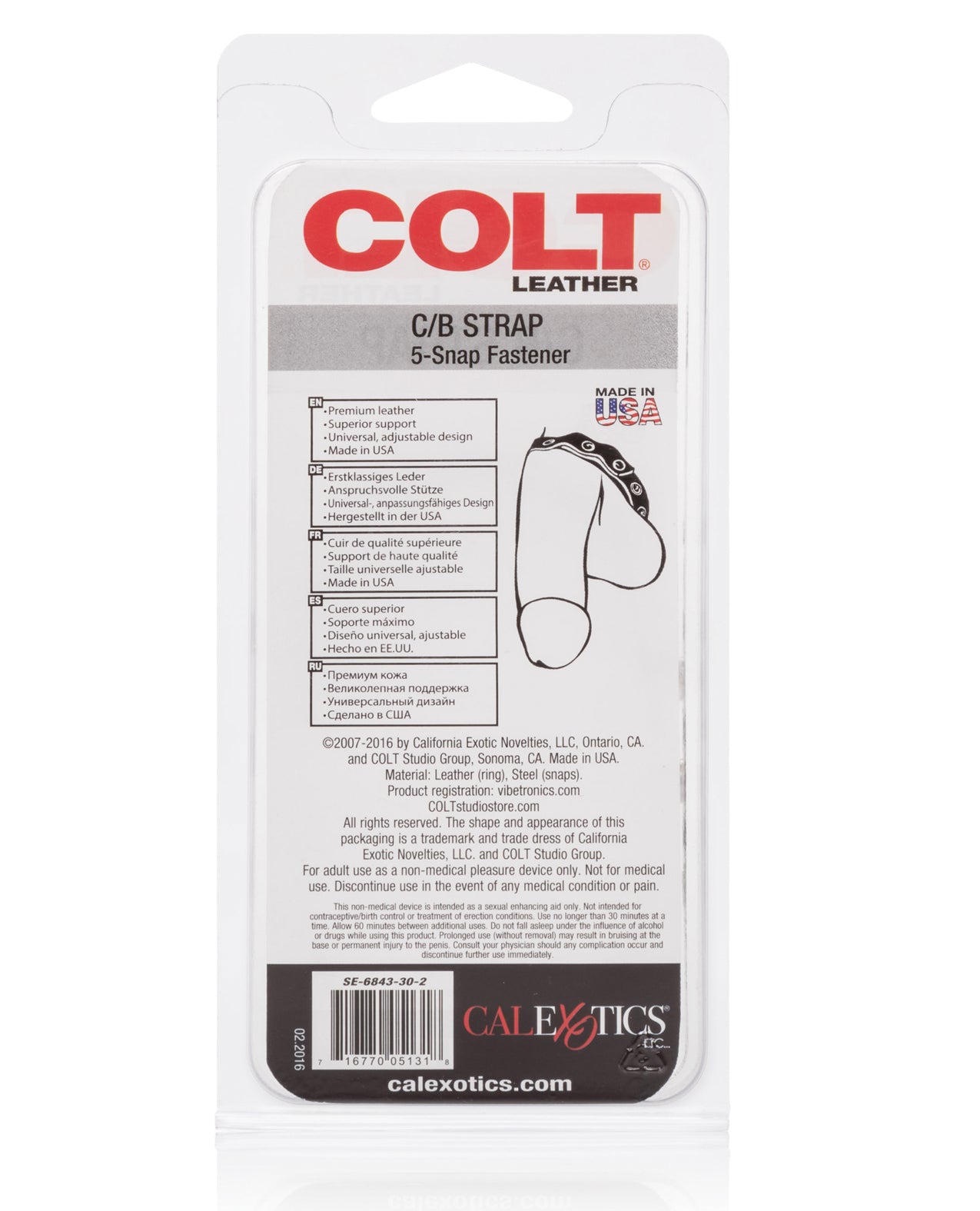 COLT Adjustable 5 Snap Leather C/B Strap in Black