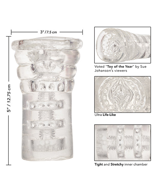 Sue Johanson Head Honcho Clear Male Masturbator with Triple Suction Chambers