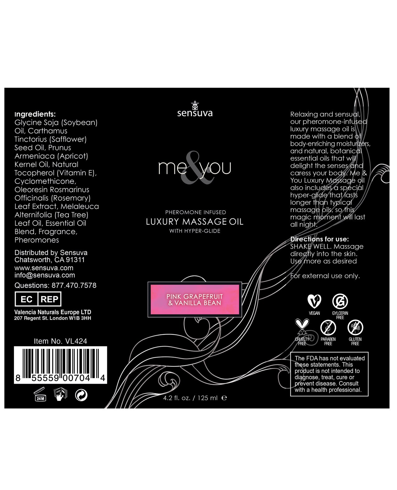 Sensuva Me & You Massage Oil with Pink Grapefruit & Vanilla