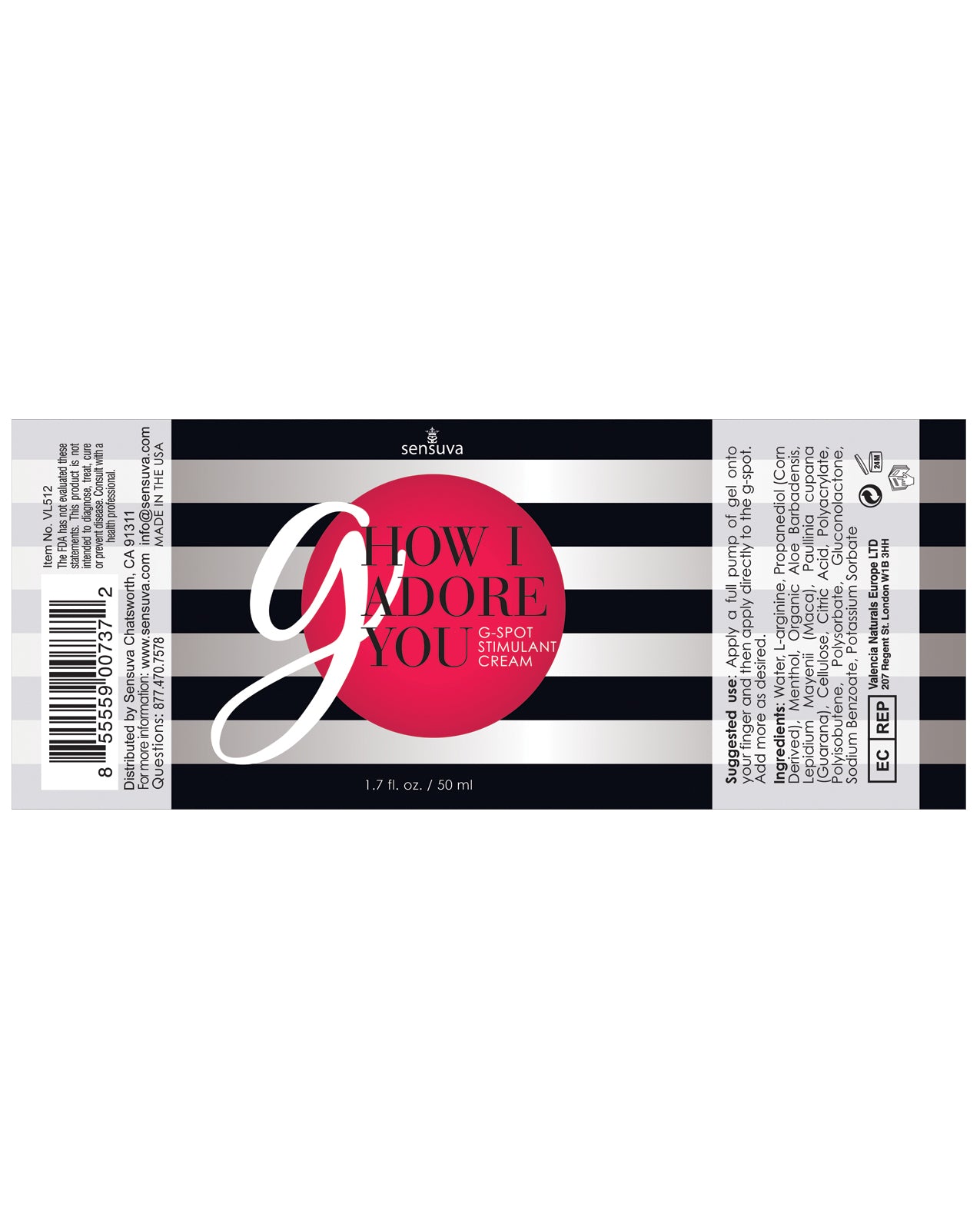 Sensuva G How I Adore You G-Spot Enhancement Gel with Natural Ingredients
