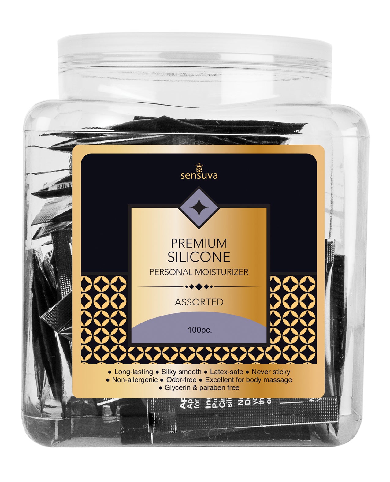 Sensuva Lubricant Tub Premium Silicone Formula Individually Wrapped Packs for Intimate Use