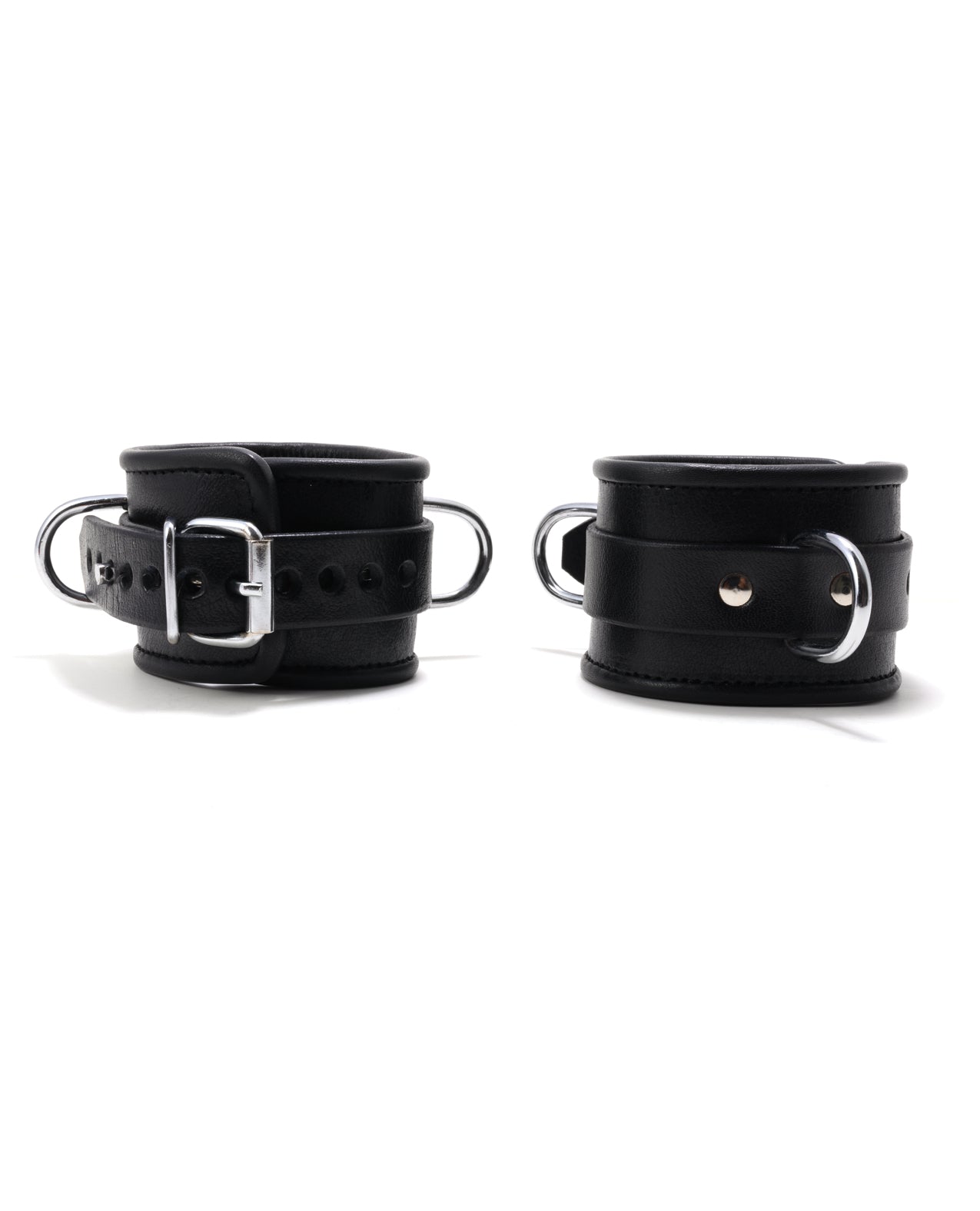 665 Bondage Restraints Dual-Layer Leather Lockable Cuffs with Nickel Hardware for Secure BDSM Play