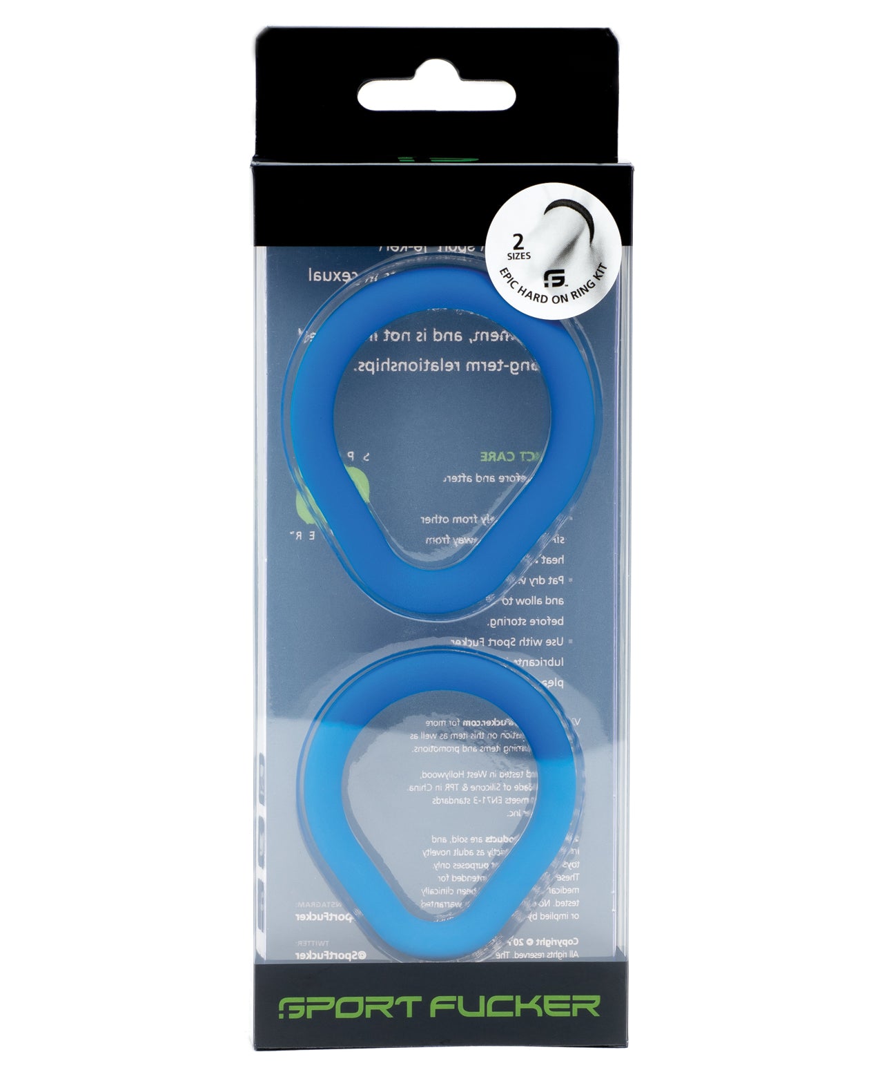 Sport Fucker Epic Silicone Cock Ring Kit with Dual Sizes - Blue