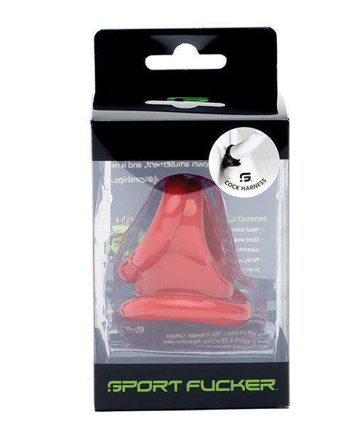 Sport Fucker Cock Harness in Red with Triple-Ring Stretch Design