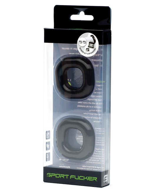 Sport Fucker Penis Enhancement Kit with Two Black Square Donuts for Customizable Fit and Support