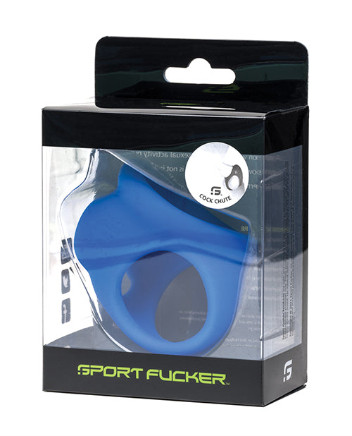 Sport Fucker Penis Enhancement Blue Silicone Cock Chute with Ball Separation for Comfortable Support