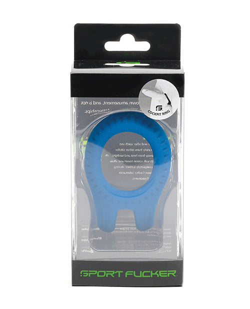 Sport Fucker Penis Enhancement Blue Silicone Cockring with Ergonomic Teardrop Shape for Lasting Comfort and Support