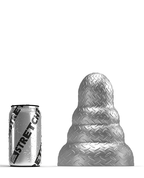 STRETCH'R Tripole Medium Butt Plug in Gunmetal with Textured Surface