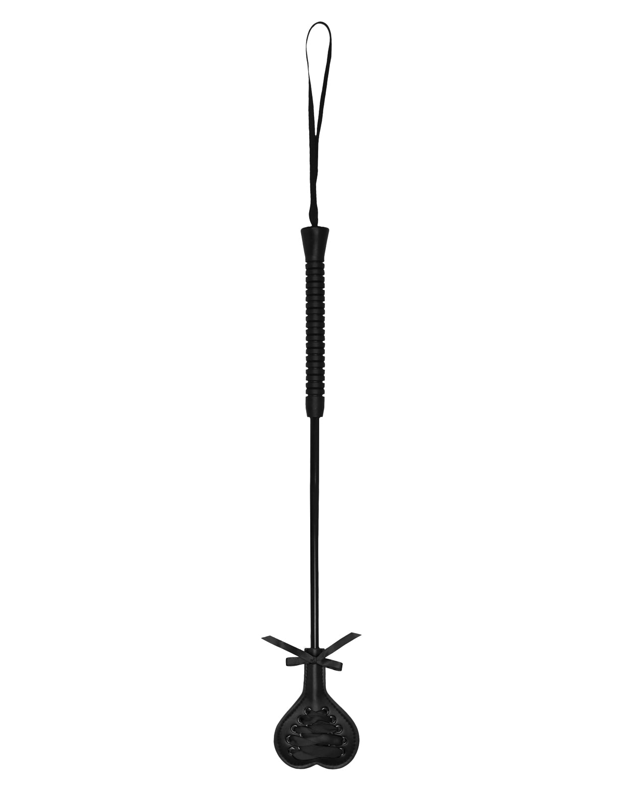 Ouch Bondage Crop Heart Shaped Black Lace Detailing Long Handle for Sensual Restraint
