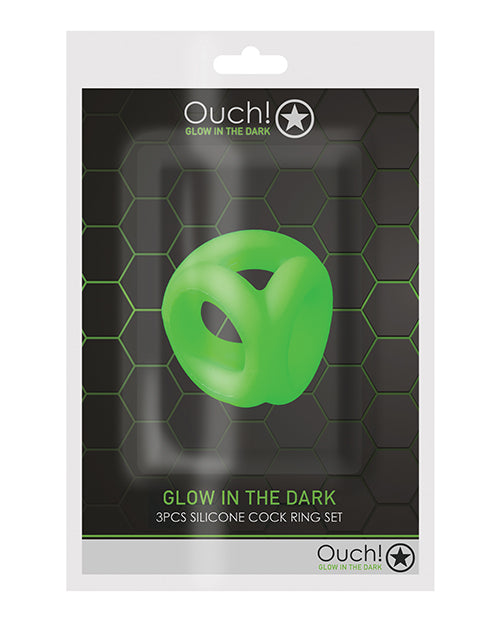 Ouch Penis Enhancement Glow-in-the-Dark Cock Ring with Fluorescent Strap for Stamina and Longer Performance