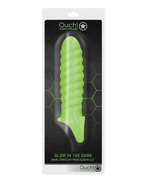 Ouch Penis Enhancement Sleeve Glow in the Dark Swirl Design Secure Ball Strap for Pleasurable Intimate Play