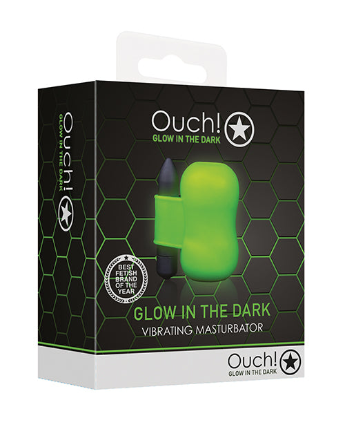 Ouch Vibrating Masturbator Glow in the Dark Bullet Vibrator Green Detailing for Intimate Stimulation
