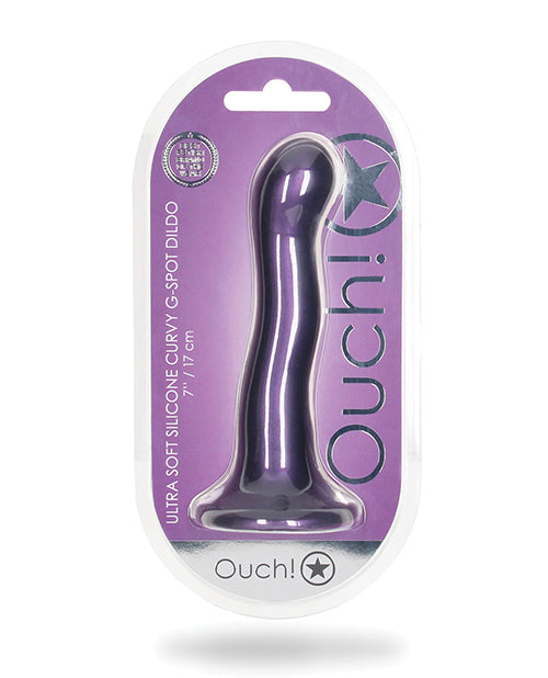Ouch Curvy G-Spot Dildo Ultra-Soft Liquid Silicone Metallic Purple for Targeted Stimulation