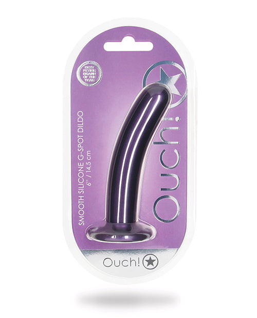 Ouch Dildo Metallic Purple Silicone Smooth Suction Cup for Versatile G-Spot Pleasure