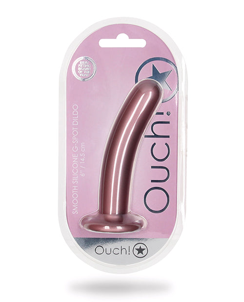 Ouch G-Spot Dildo Smooth Silicone Rose Gold Suction Cup for Hands-Free Pleasure