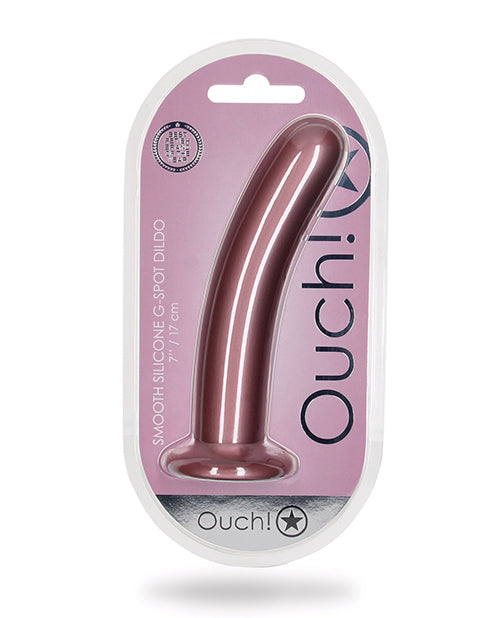 Ouch Silicone G-Spot Dildo Smooth Rose Gold Suction Cup for Hands-Free Pleasure