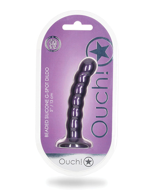 Ouch Silicone G-Spot Dildo with Beaded Shaft and Suction Cup for Precise Stimulation