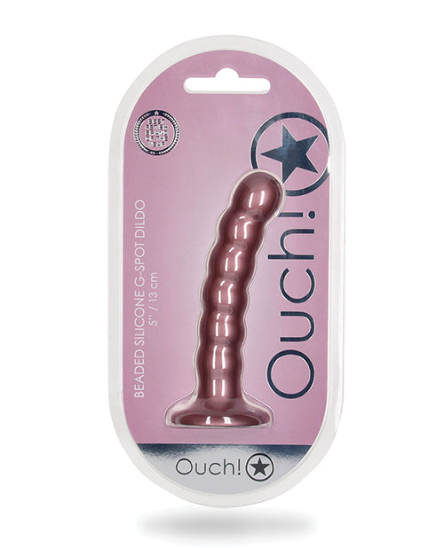 Ouch Beaded G-Spot Dildo Rose Gold Silicone with Strong Suction Cup for Targeted Stimulation