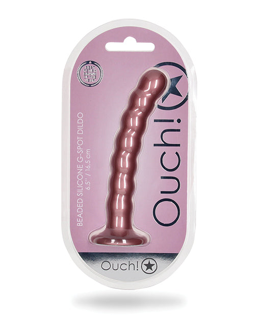 Ouch Beaded G-Spot Dildo Rose Gold Beaded Suction Cup for G-spot Stimulation and Strap-On Play