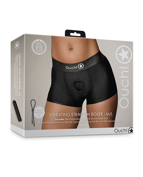 Ouch Strap-On Boxer Panty with Rechargeable Vibrating Bullet and O-Ring System for Versatile Intimate Play