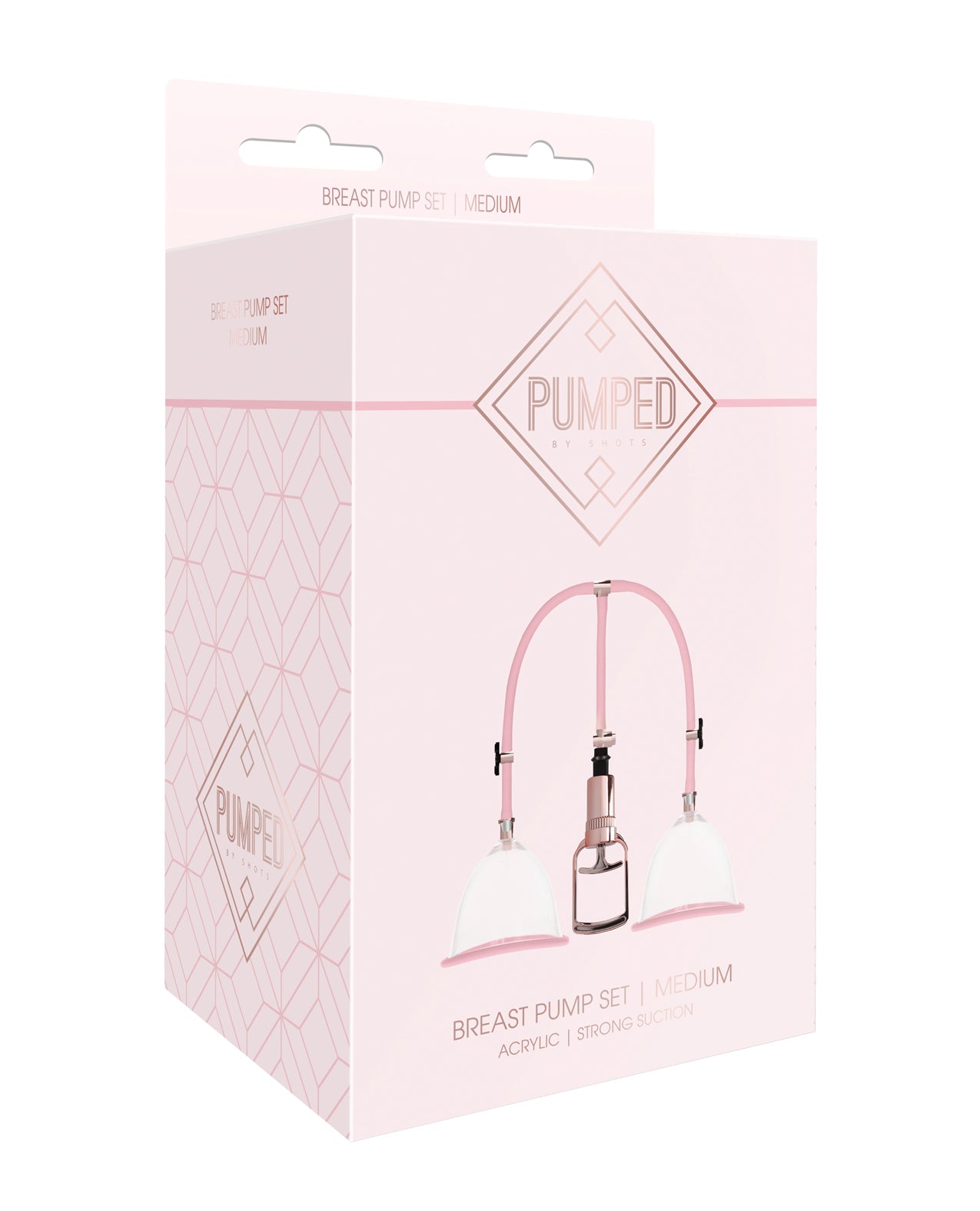 Pumped Breast Pump Set Medium Rose Gold with Silicone Seal and Hand Pump for Fuller Breasts and Enhanced Sensitivity