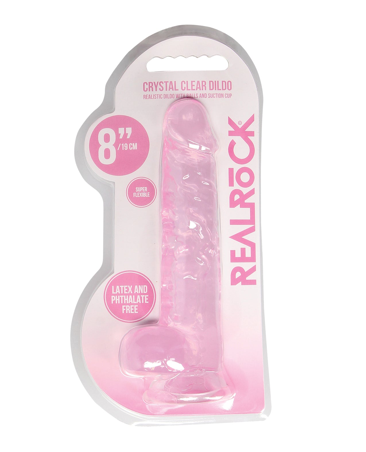 RealRock Dildo Crystal Clear Realistic Design Suction Cup Base for Hands-Free Pleasure