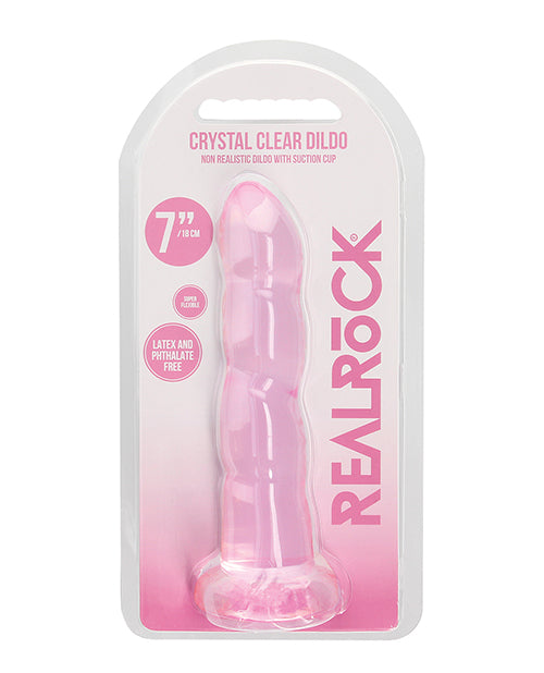 RealRock Dildo Crystal Clear Pink Non-Realistic with Suction Cup for Versatile Adult Play