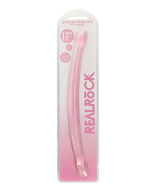 RealRock Double Dong Crystal Clear 17-Inch Dual-Ended Pink for Versatile Couples and Solo Play