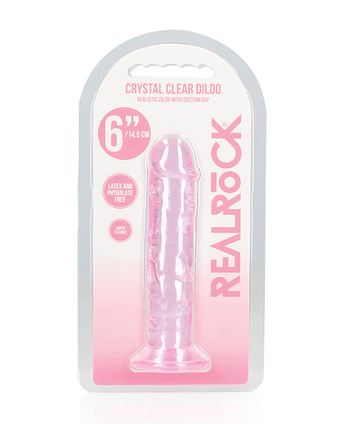 RealRock Dildo Pink Transparent 6 Inch Suction Cup Harness-Compatible for Versatile Adult Pleasure