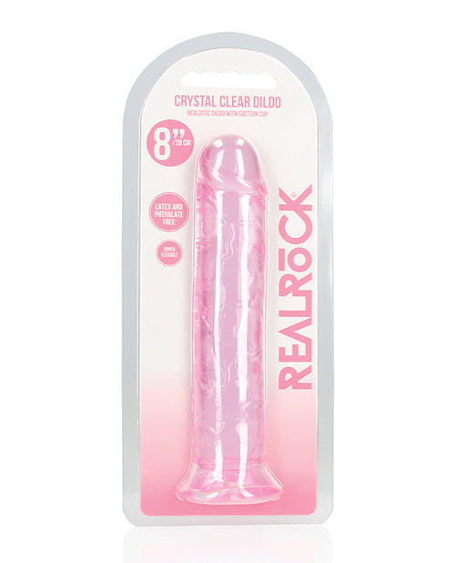 RealRock Dildo Transparent Crystal Pink with Suction Cup Base for Versatile Hands-Free Pleasure