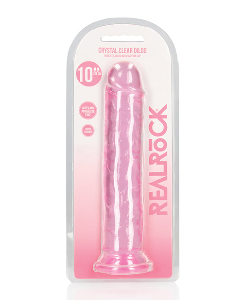 RealRock Dildo Crystal Clear Realistic Design Pink Suction Base for Anal and Vaginal Stimulation