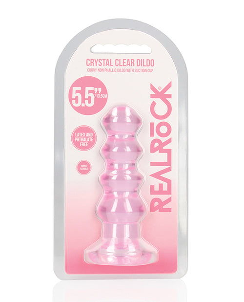 RealRock Anal Product Crystal Clear Curvy Dildo with Suction Cup for Precise Stimulation and Harness Play
