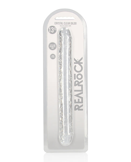 RealRock Double Dildo Transparent Crystal Clear Design Suction Cup Base for Versatile Anal and Vaginal Use