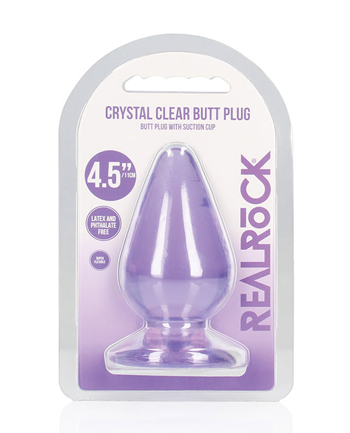 RealRock Anal Plug Crystal Clear Purple Suction Cup Non-Porous for Comfortable & Safe Play