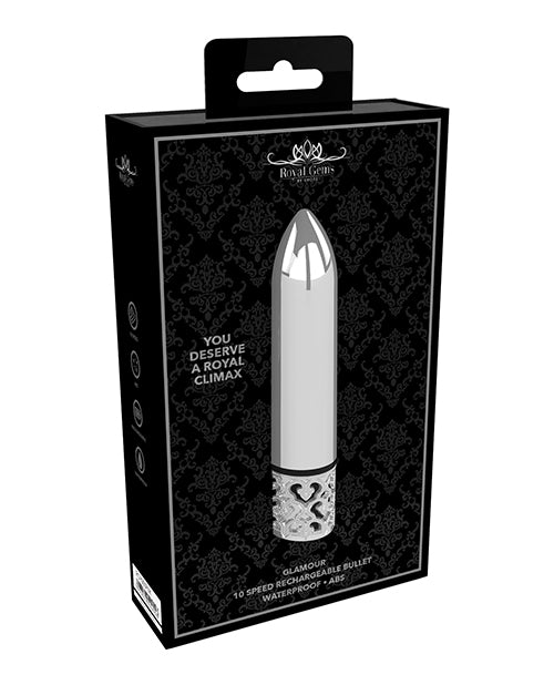 Royal Gem bullet vibrator sleek silver finish magnetic rechargeable splashproof for discreet adult stimulation