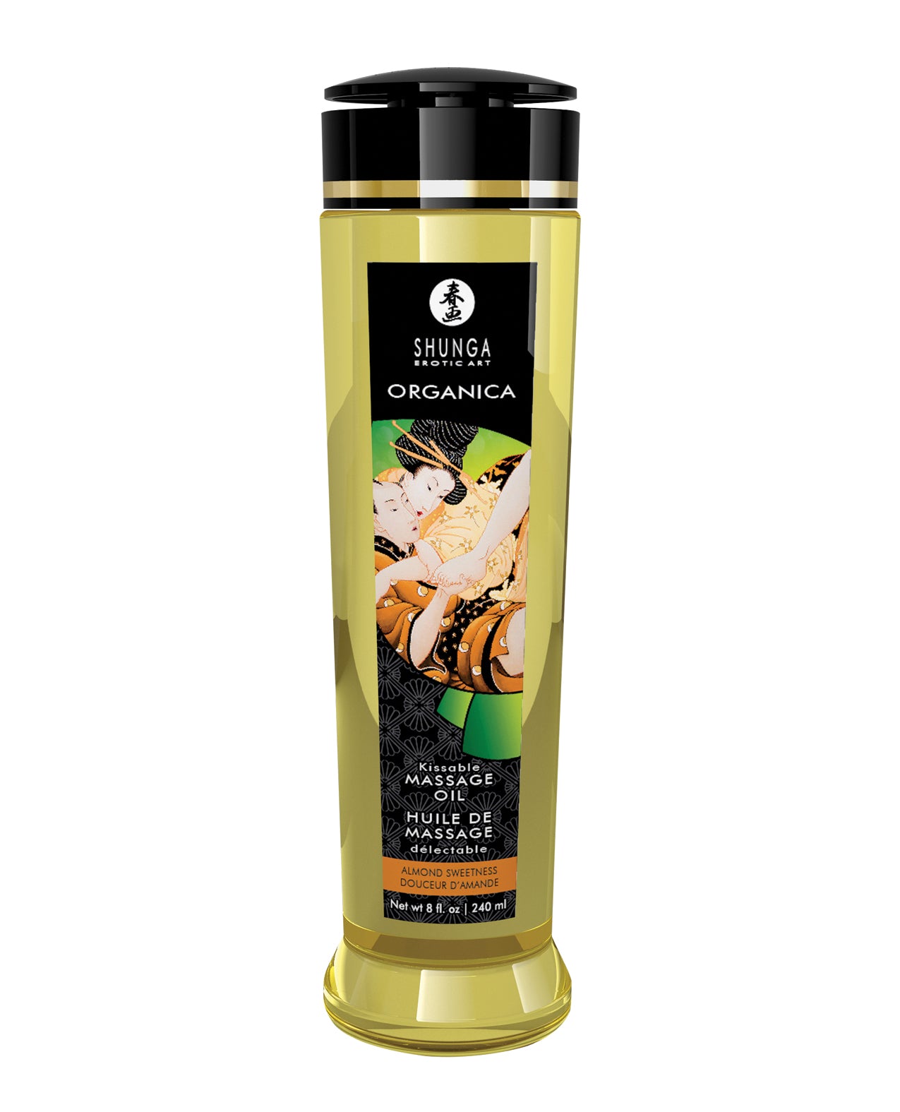 Shunga Massage Oil Organic Almond Sweetness Silky Texture Kissable Formula for Sensual Body Care