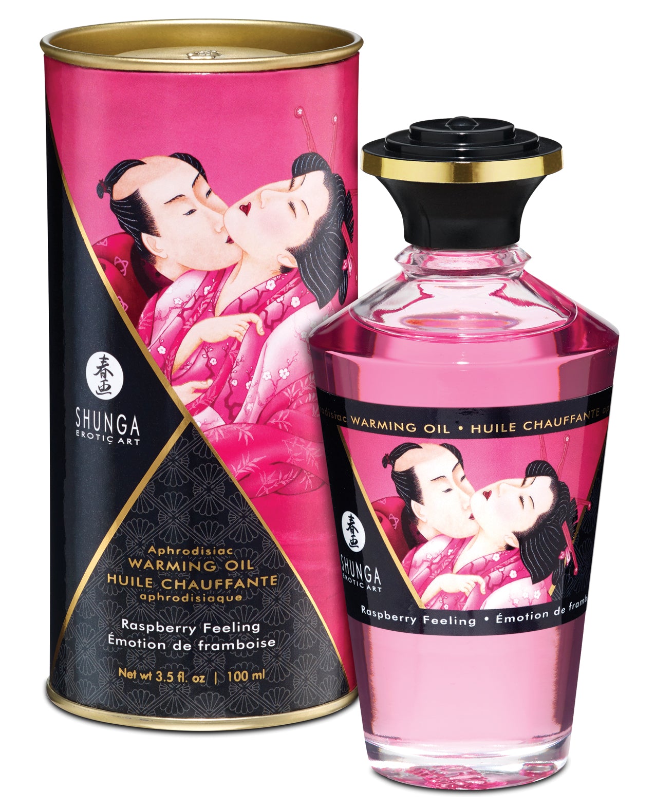 Shunga Massage Oil Edible Warming Oil Raspberry Flavor for Enhanced Sensual Massage