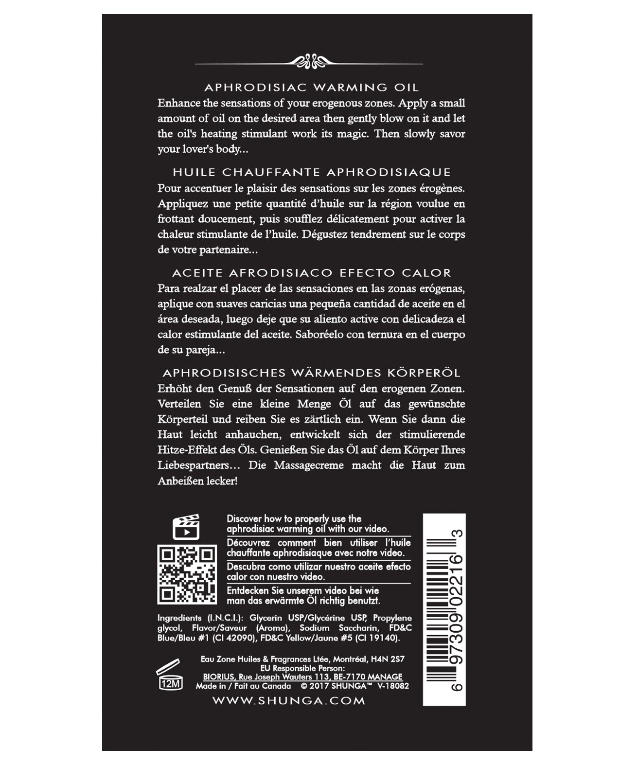 Shunga Warming Oil - Midnight Sorbet Edible Massage Oil