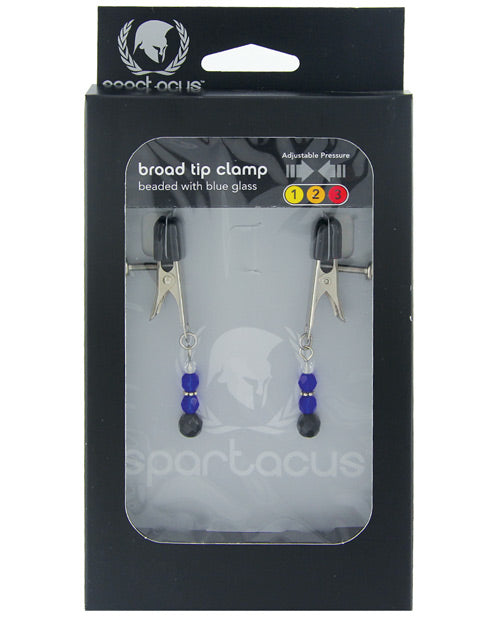 Spartacus Bondage Nipple Clamps Adjustable Broad Tips Blue Beaded for Sensation Play and Stylish Restraints