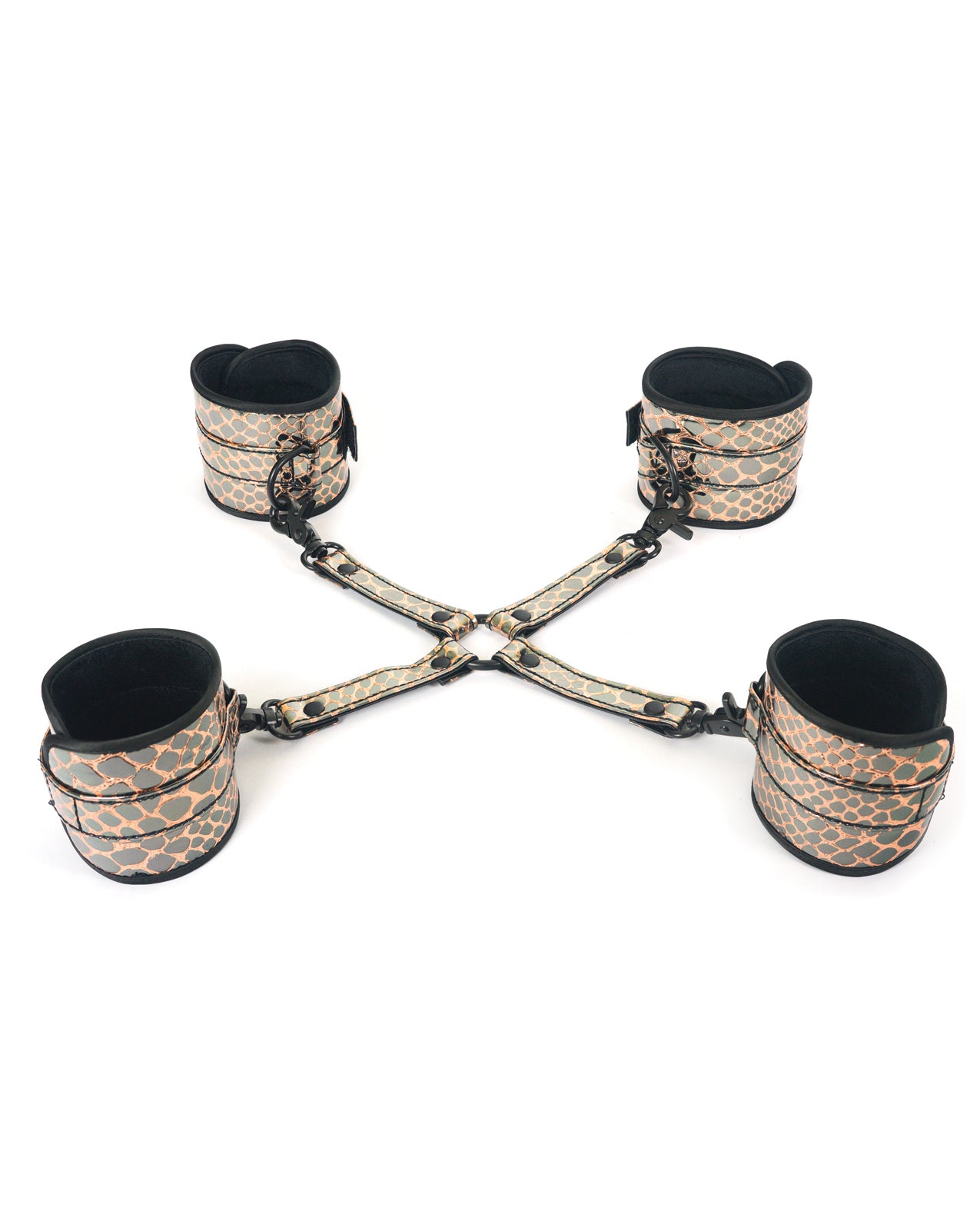 Spartacus Bondage Restraints Faux Leather Gold Detailing Adjustable Fit for Secure Intimate Play