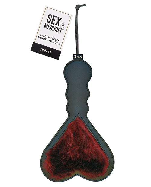 Sex and Mischief Bondage Paddle Vegan Faux Suede Heart Shape Plush Fur for Impact Play and Sensation