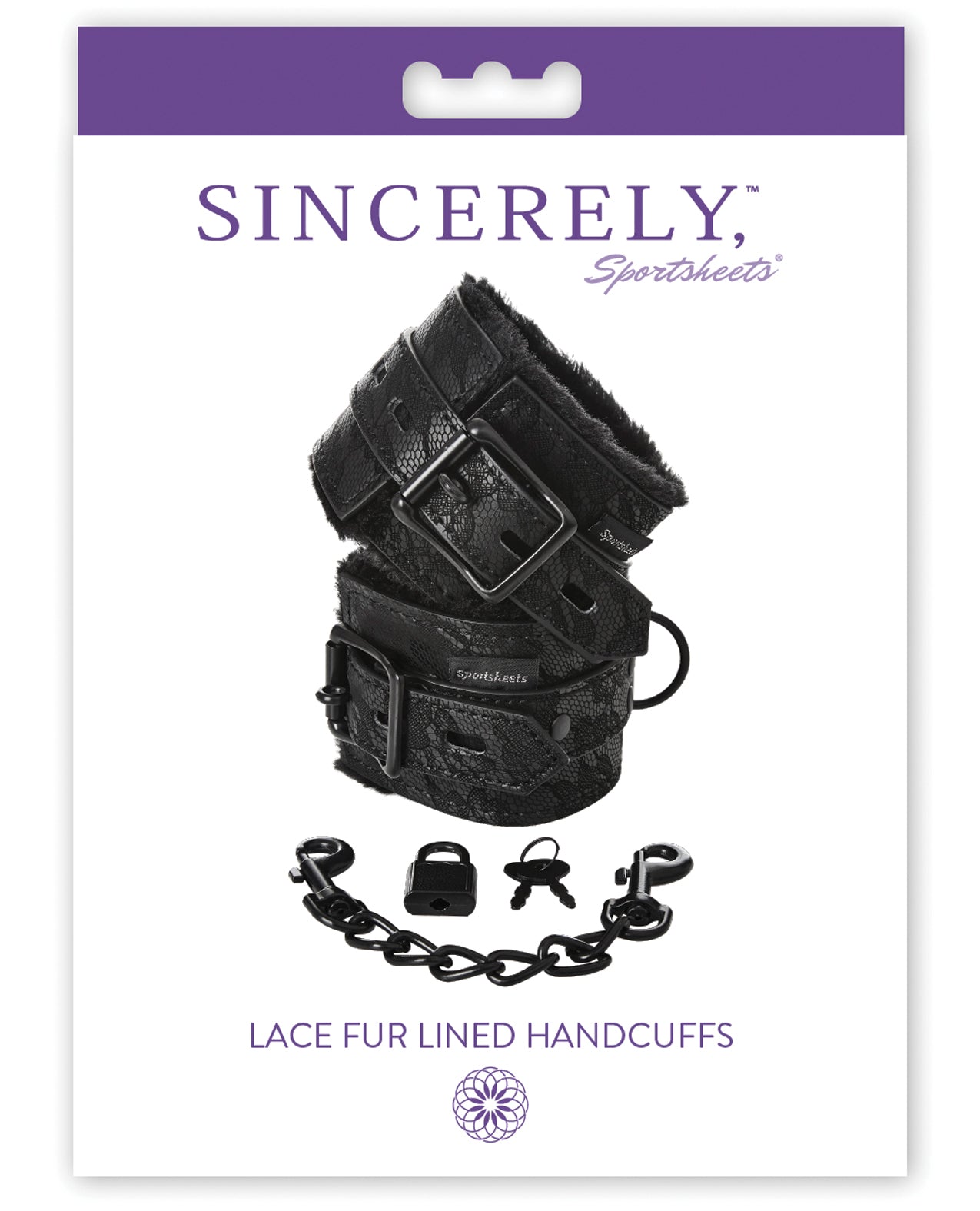 Sincerely Bondage Handcuffs Lace Fur Lining Adjustable Buckle with Locks for Comfortable Restraint Play