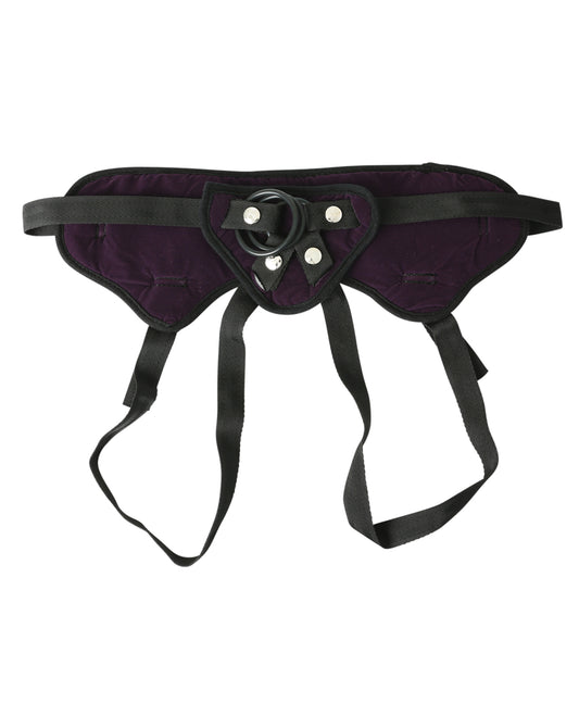 Purple Plush Strap On Harness with Adjustable Fit and Bullet Pocket