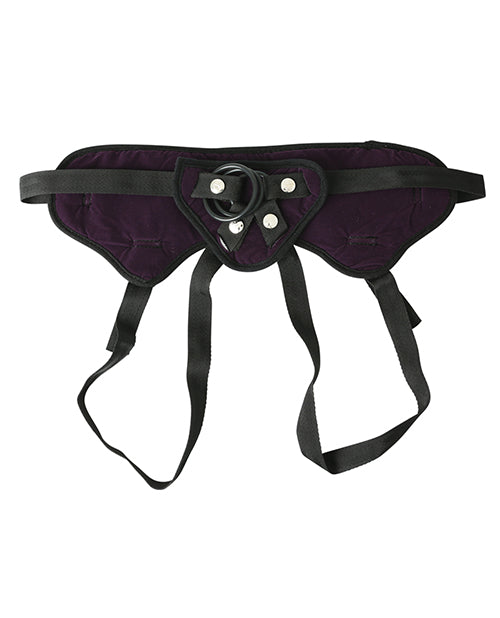 Purple Plush Strap On Harness with Adjustable Fit and Bullet Pocket