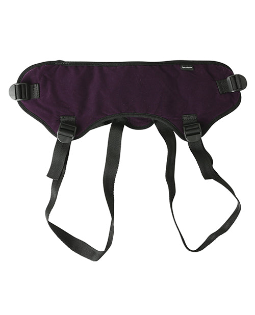 Purple Plush Strap On Harness with Adjustable Fit and Bullet Pocket