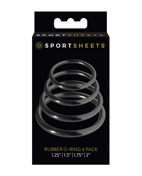 Sportsheets Strap On Rubber O Ring Set with Four Sizes and Latex-Free Material for Harness Compatibility and Enhanced Intimacy