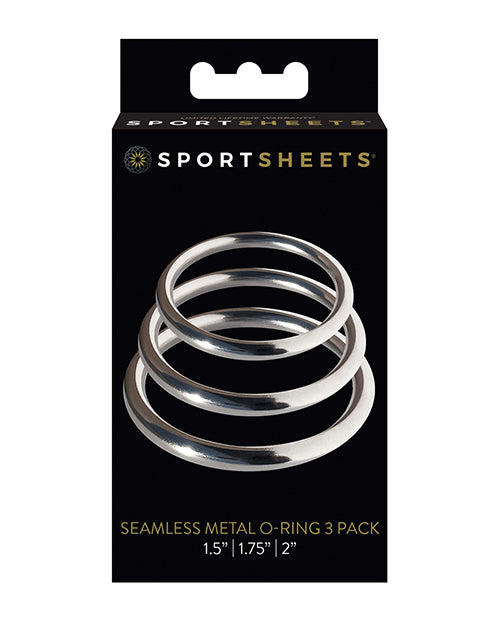 Sportsheets metal O ring pack set three sizes nickel-free for harness compatibility and penis enhancement