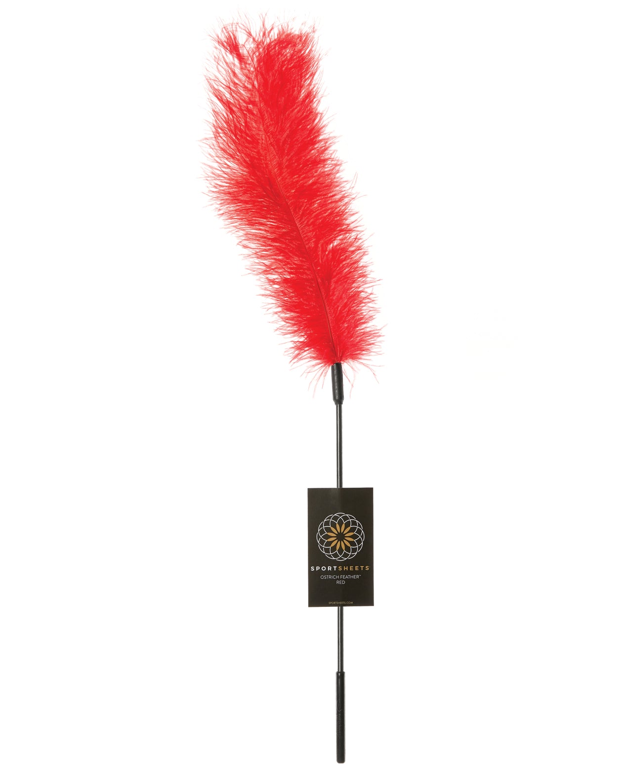 Sportsheets Ostrich Feather Body Tickler Red 16-Inch Wand for Sensation Play and Intimate Teasing