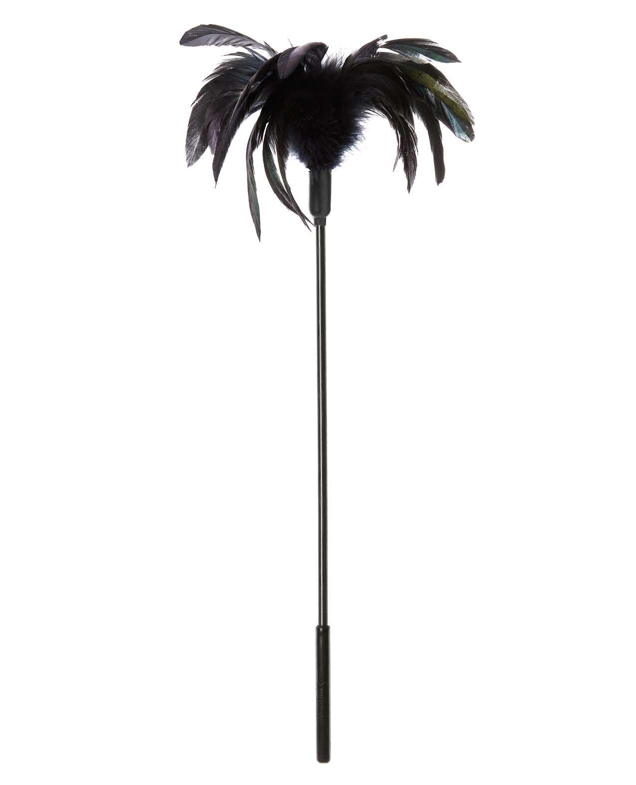 Black Starburst Feather Body Tickler Wand with 16-Inch Handle